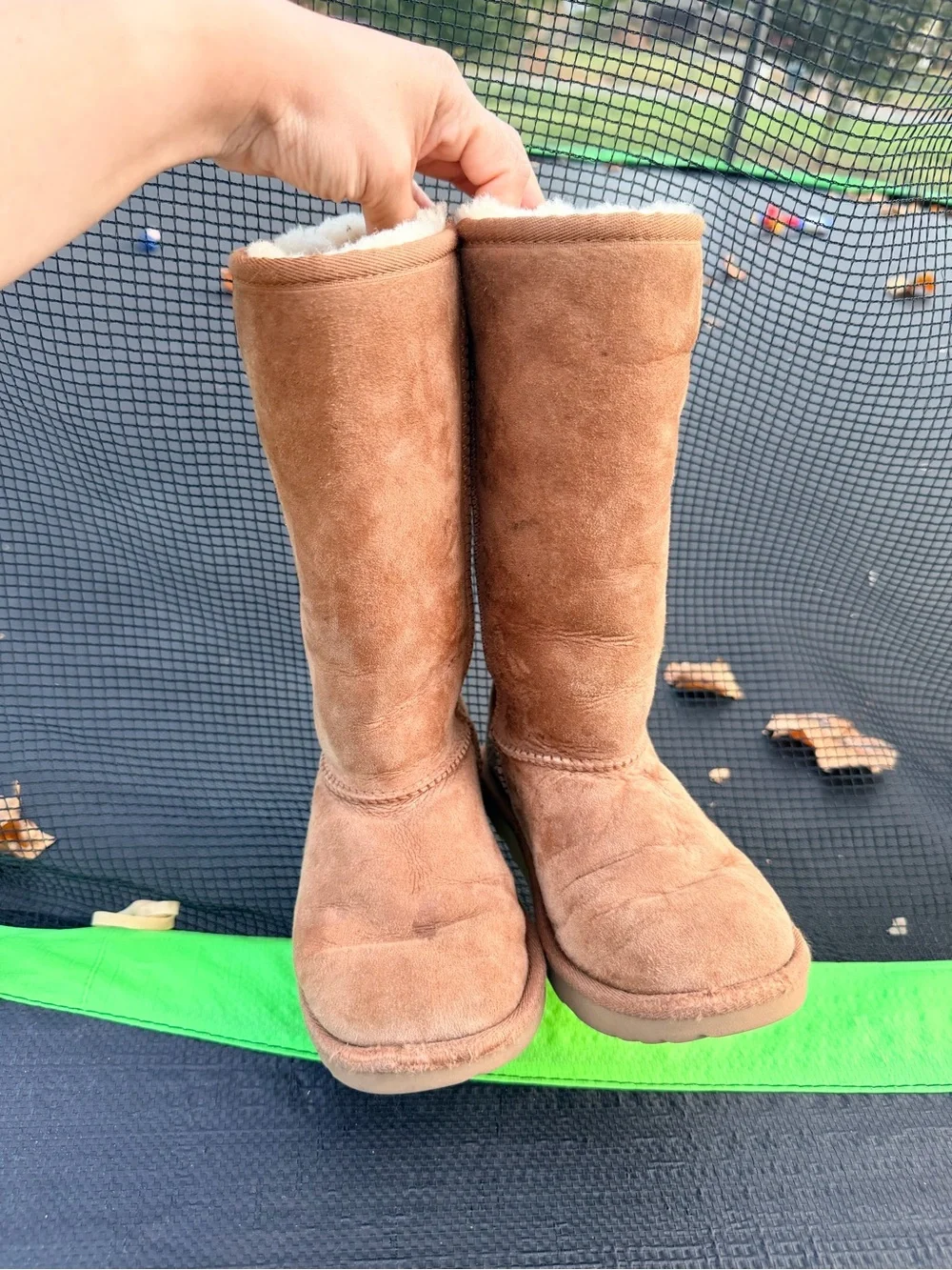 UGG Girls Tall Chestnut Suede Boots with Shearling